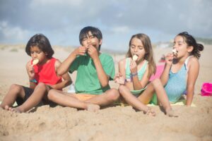 Kids playing outside during summer break
